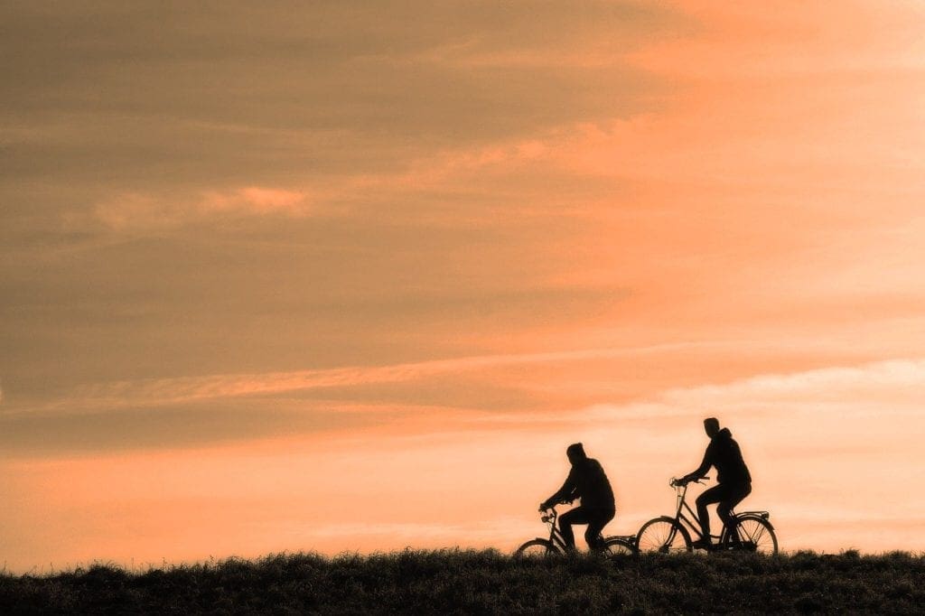 Cycling at sunset
